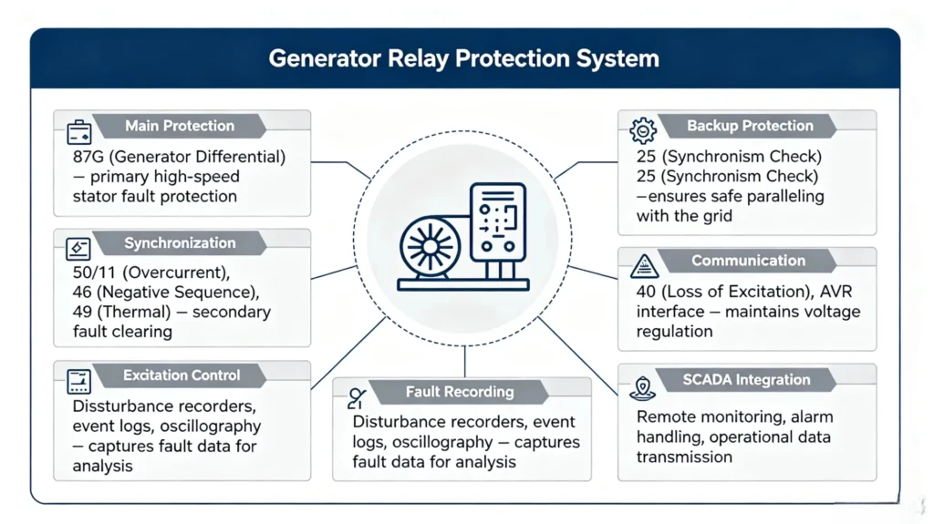 Functional Breakdown of the Generator Relay Protection System