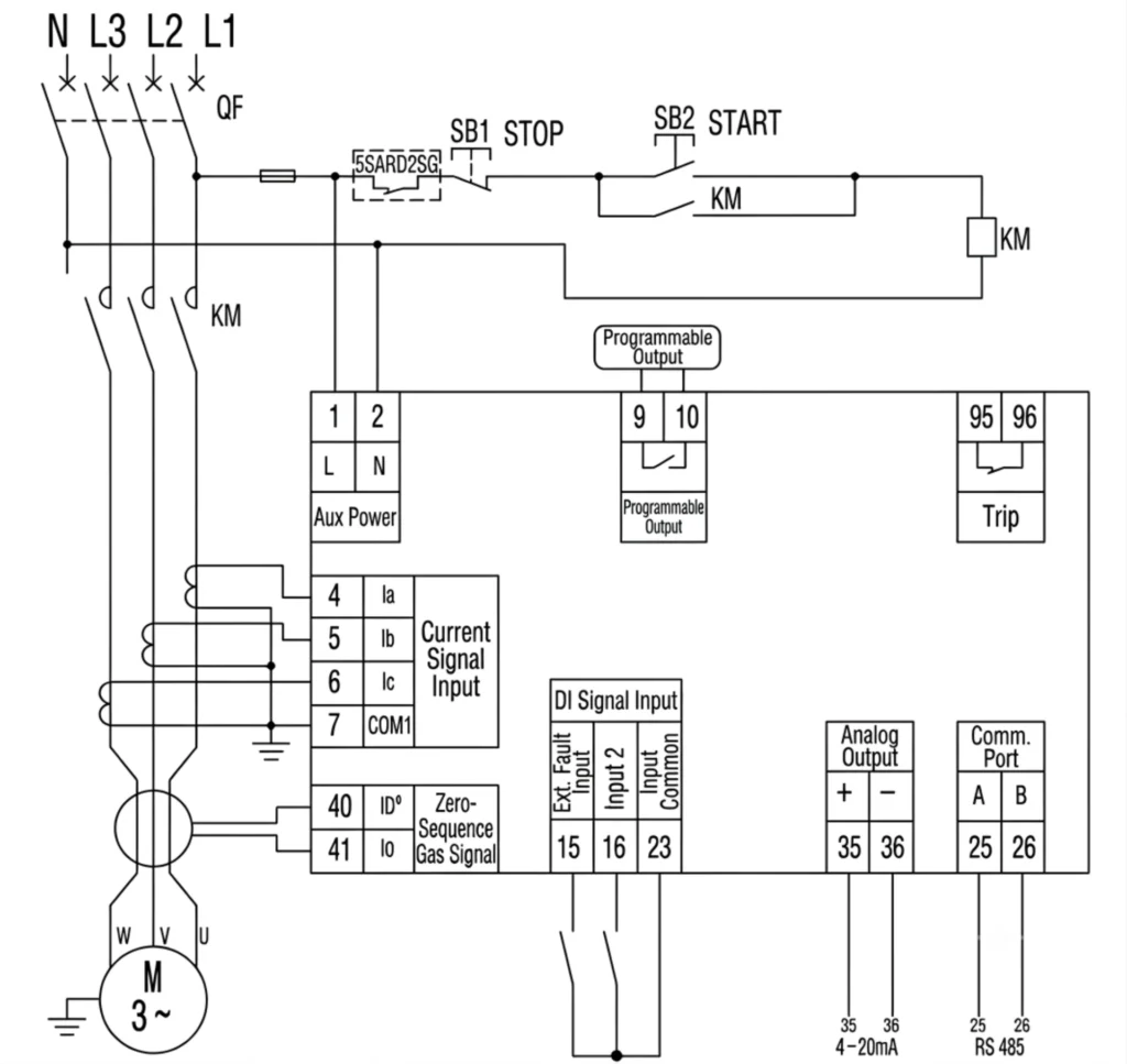 motor protection relay module wiring diagram