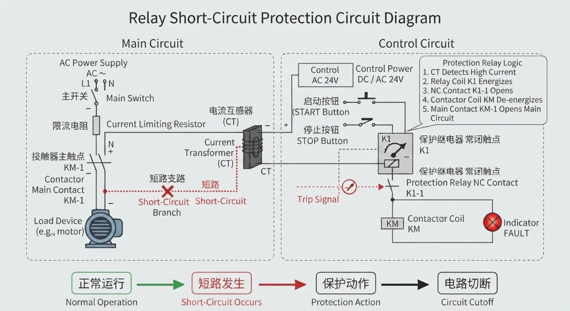 short circuit protection circuit diagram with relay