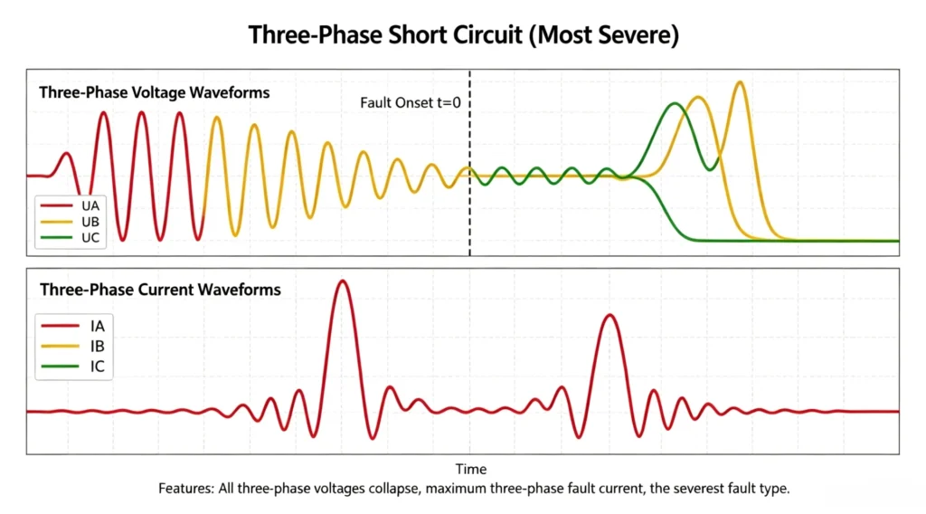 Three-phase Short Circuit (Most Severe System Fault)