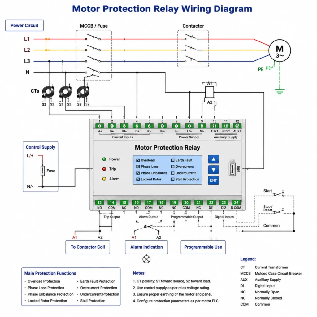 Motor Protection Relay wiring diagram