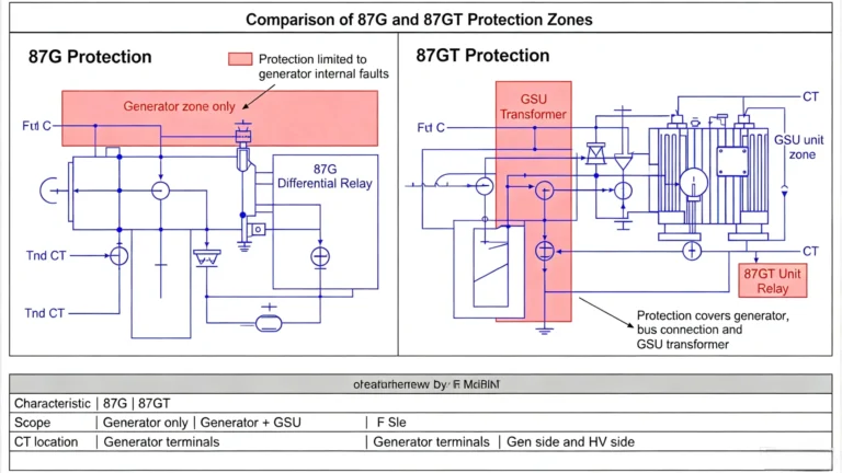 87G vs 87GT Protection Zone Comparison Schematic