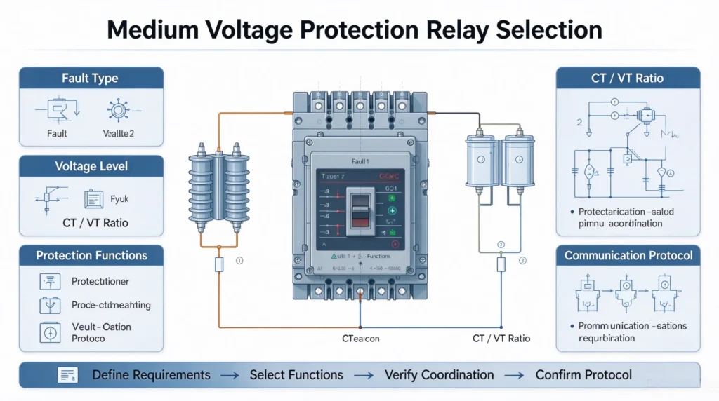 Medium voltage protection relay selection