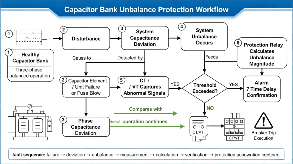 Capacitor Bank Unbalance Protection Workflow
